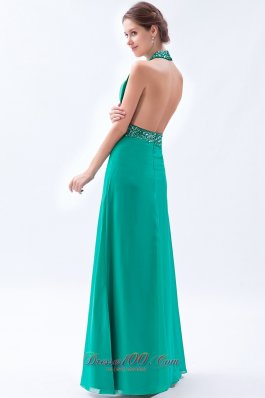 Turquoise Column Sheath Prom Dress Backless Chiffon