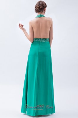 Turquoise Column Sheath Prom Dress Backless Chiffon