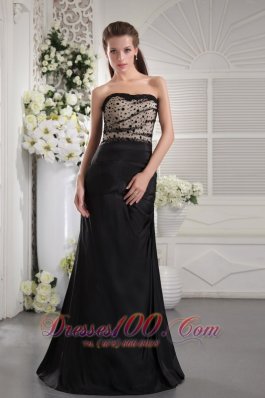 Black Strapless Taffeta Ruch Prom Graduation Dress