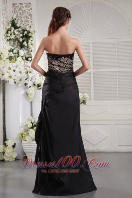 Black Strapless Taffeta Ruch Prom Graduation Dress