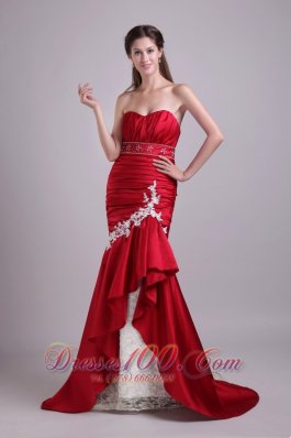 Red Mermaid Sweetheart Taffeta Beading Prom Dress