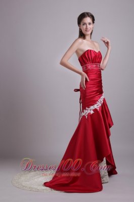 Red Mermaid Sweetheart Taffeta Beading Prom Dress