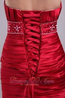 Red Mermaid Sweetheart Taffeta Beading Prom Dress