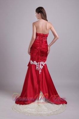 Red Mermaid Sweetheart Taffeta Beading Prom Dress