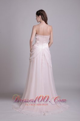 Pink Empire Strapless Brush Chiffon Pleat Prom Dress