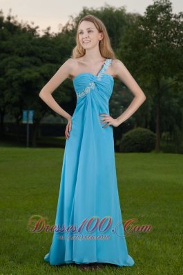 Baby Blue Empire Chiffon Ruch Prom Celebrity Dress