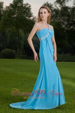 Baby Blue Empire Chiffon Ruch Prom Celebrity Dress