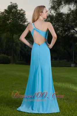 Baby Blue Empire Chiffon Ruch Prom Celebrity Dress