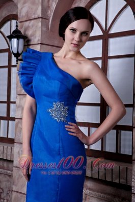 Royal Blue Mermaid Evening Dress Beading Satin Organza