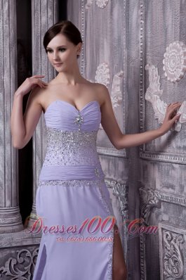 Lilac Column Sweetheart Prom Dress Chiffon Beading