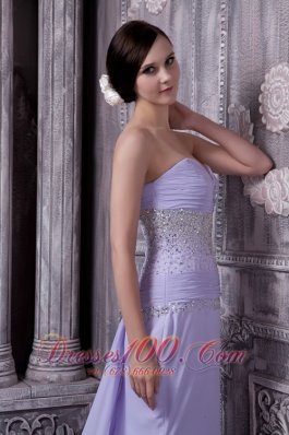 Lilac Column Sweetheart Prom Dress Chiffon Beading