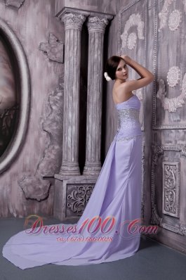 Lilac Column Sweetheart Prom Dress Chiffon Beading