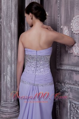 Lilac Column Sweetheart Prom Dress Chiffon Beading