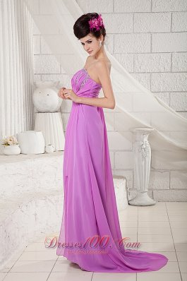 Lavender Empire Prom Dress Strapless Chiffon Beading