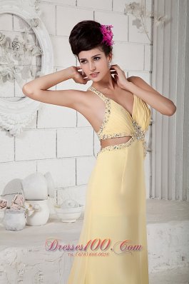 Fashion Light Yellow Empire Evening Dress Straps Chiffon