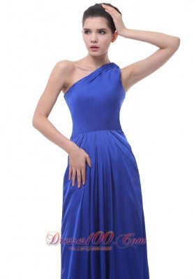 Royal Blue One Shoulder Taffeta Bridesmaid Dress