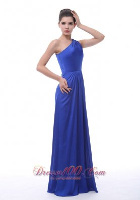 Royal Blue One Shoulder Taffeta Bridesmaid Dress