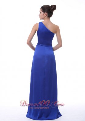 Royal Blue One Shoulder Taffeta Bridesmaid Dress