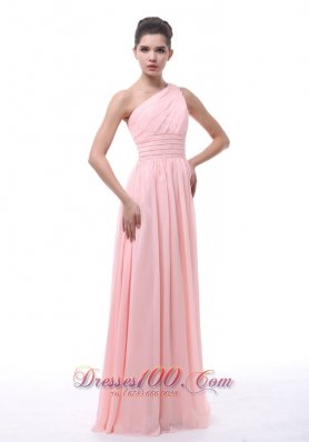 Ruched Beading Light Pink Chiffon Bridesmaid Dress