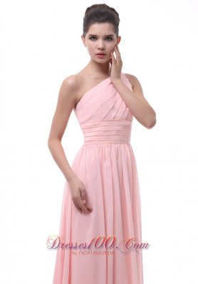 Ruched Beading Light Pink Chiffon Bridesmaid Dress