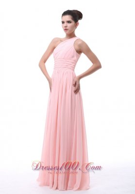 Ruched Beading Light Pink Chiffon Bridesmaid Dress