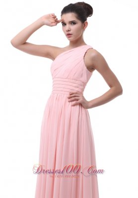 Ruched Beading Light Pink Chiffon Bridesmaid Dress