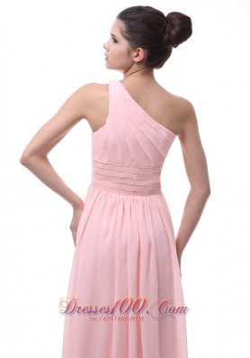 Ruched Beading Light Pink Chiffon Bridesmaid Dress