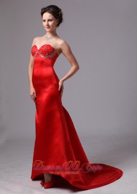 Formal Red Appliques Sweetheart Evening Dress Court