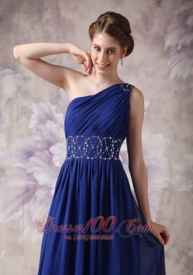 Blue Evening Dress Empire Chiffon Beading Brush