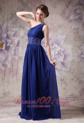 Blue Evening Dress Empire Chiffon Beading Brush