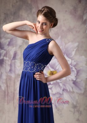 Blue Evening Dress Empire Chiffon Beading Brush