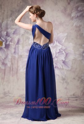 Blue Evening Dress Empire Chiffon Beading Brush