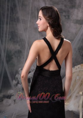 Sexy Column V-neck Little Black Dress Lace Belt Ruch