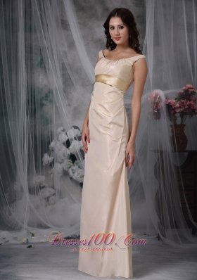 Champagne Column Floor-length Satin Prom Evening Dress