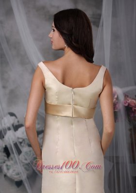 Champagne Column Floor-length Satin Prom Evening Dress