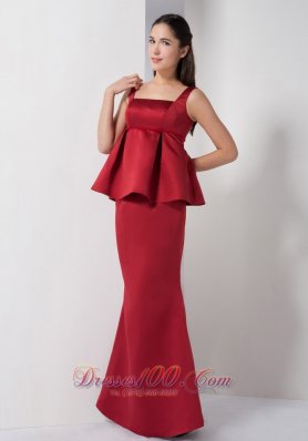 Super Hot Wine Red Mermaid Straps Bridesmaid Dress Satin