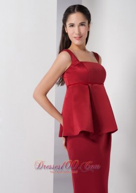 Super Hot Wine Red Mermaid Straps Bridesmaid Dress Satin