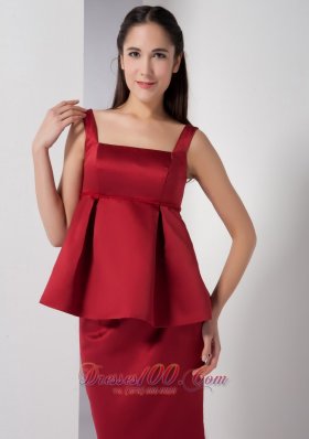 Super Hot Wine Red Mermaid Straps Bridesmaid Dress Satin