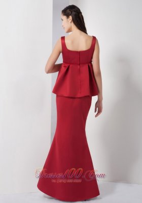 Super Hot Wine Red Mermaid Straps Bridesmaid Dress Satin