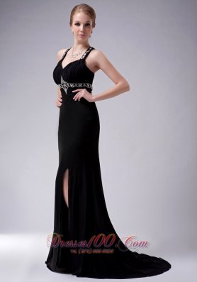 Exquisite Black A-line Straps Mother Of The Bride Dress