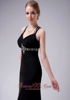 Exquisite Black A-line Straps Mother Of The Bride Dress