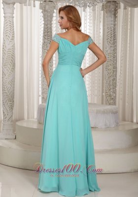 Apple Green Blue Ruched Bodice Custom Prom Dress Beading