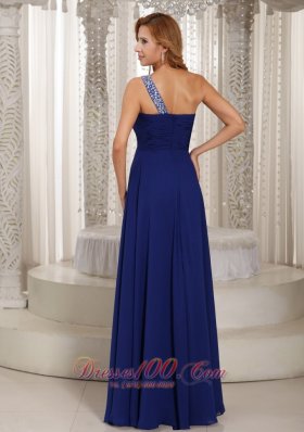 Formal Navy Blue Empire Beading Celebrity Evening Dress