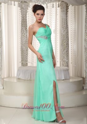 Apple Green Empire Chiffon Beading Prom Dress