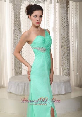 Apple Green Empire Chiffon Beading Prom Dress