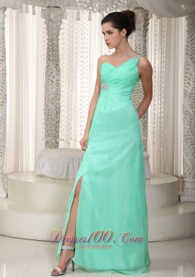 Apple Green Empire Chiffon Beading Prom Dress