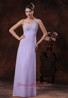Lilac Peach Springs Beaded Shoulder Prom Dress