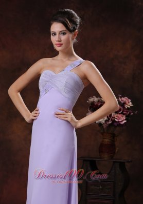 Lilac Peach Springs Beaded Shoulder Prom Dress