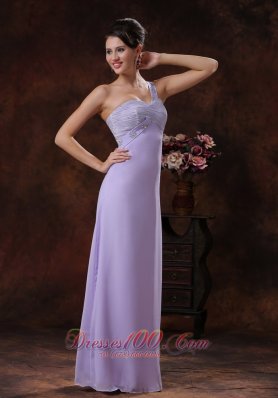 Lilac Peach Springs Beaded Shoulder Prom Dress