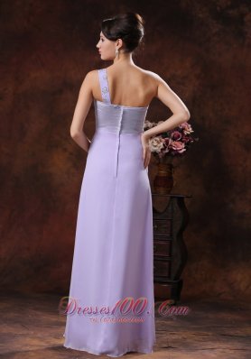 Lilac Peach Springs Beaded Shoulder Prom Dress